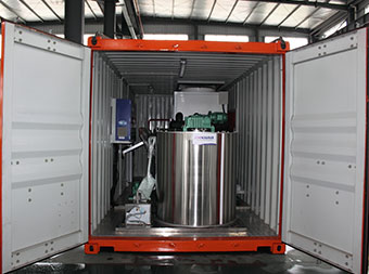 Containerized flake ice machine